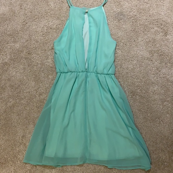 Blue Cinch Waist Open Back Dress - Picture 3 of 5